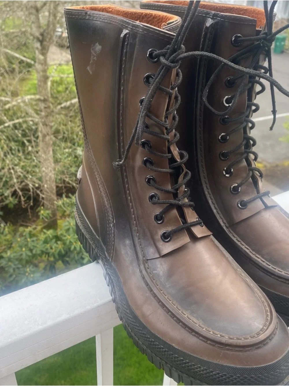 JB Vintage Mountain Man Rubber Work Boots w Steel Shanks Size 10